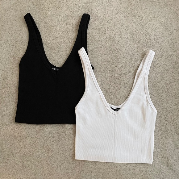 Zara Set of White and Black Tank Tops - Picture 1 of 6